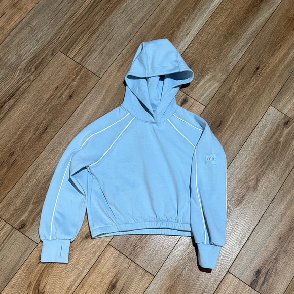 Abercrombie kids YPB Light Blue Hoodie with White Piping size 9/10 - Picture 1 of 5